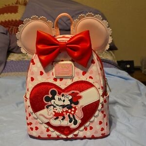 Disney Minnie Mouse Red and Pink Heart Backpack